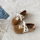 系带休闲运动鞋 喜叔韩版 子 新款 厚底阿甘鞋 复古德训板鞋 女2026春季