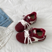 女2025冬季 新款 保暖二棉鞋 喜叔内增高红色加绒德训鞋 阿甘运动鞋 潮