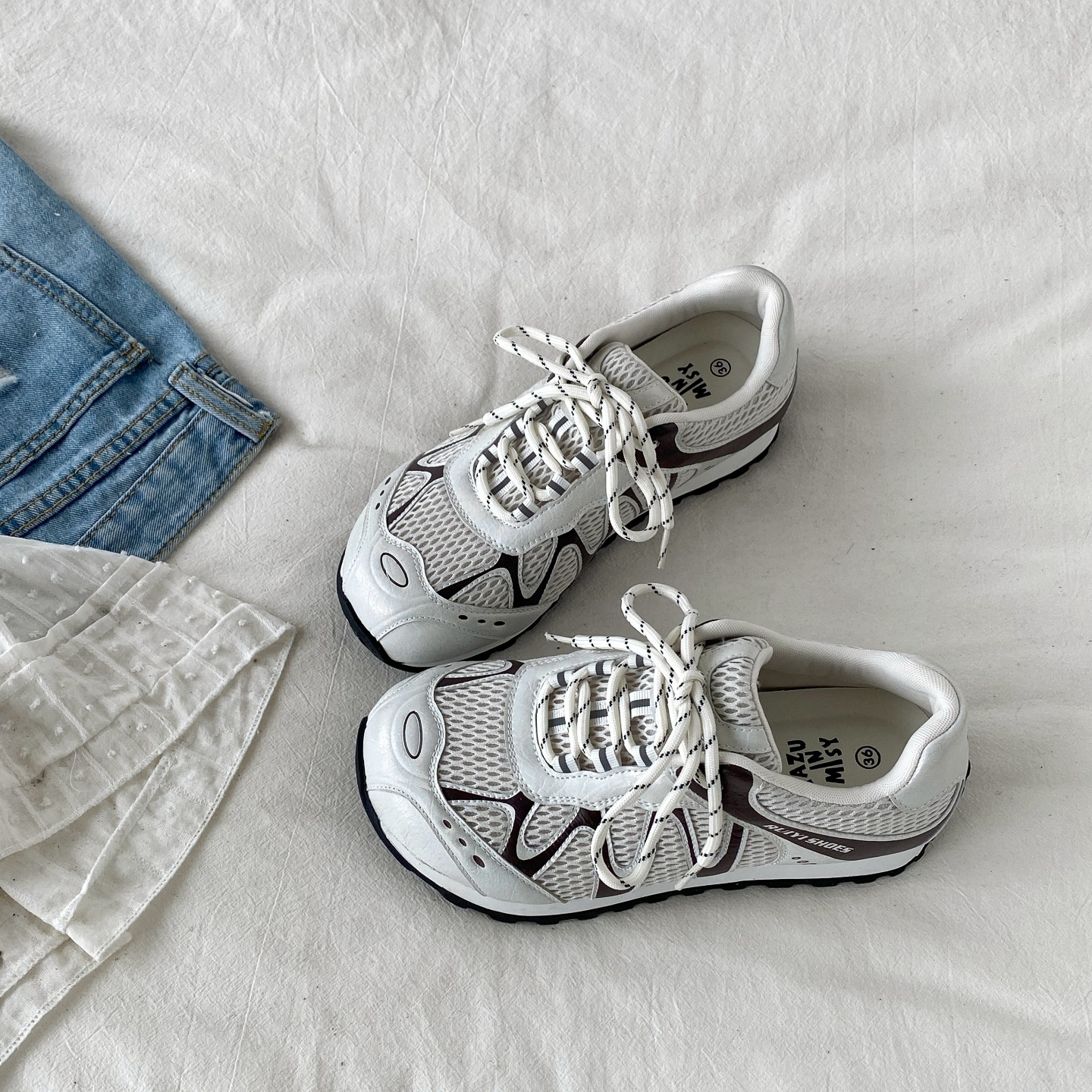 喜叔网面透气阿甘鞋女2026春季新款复古厚底德训鞋百搭休闲运动鞋,女鞋,德训鞋,淘宝优惠券,粉丝福利购,淘宝优惠卷