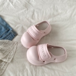 喜叔粉色大头勃肯半拖鞋女外穿2026春夏新款厚底包头凉拖鞋厨师鞋