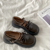 喜叔复古棕色粗跟厚底小皮鞋 日系jk配裙子玛丽珍单鞋 女款 2024秋季