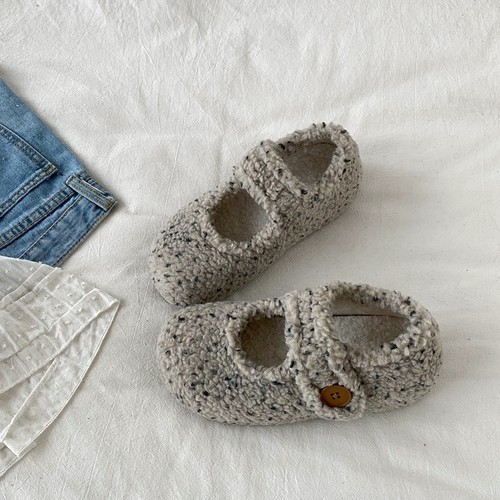 花灰色玛丽珍毛毛鞋内增高棉鞋子