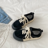 喜叔小众复古黑色德训板鞋 港风厚底休闲运动鞋 女款 春秋百搭小黑鞋