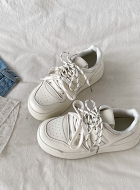 喜叔复古白色德训板鞋女2026新款春季百搭学生小白鞋运动休闲鞋子