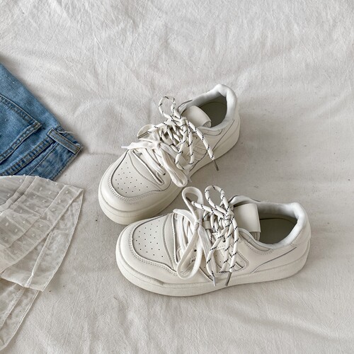 学院风复古厚底小白鞋美式德训鞋