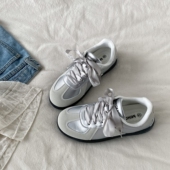 复古阿甘鞋 喜叔芭蕾风银色德训鞋 小众百搭休闲板鞋 新款 女2026春季