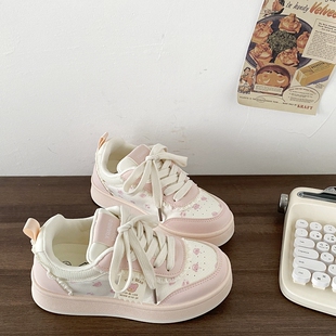 喜叔 夏季百搭小白鞋女款配裙子2025新款爆款厚底透气板鞋面包鞋
