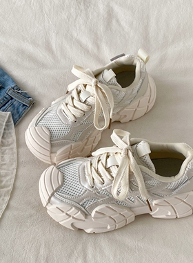 喜叔小众厚底老爹鞋女款2025新款秋季增高显脚小休闲运动鞋登山鞋