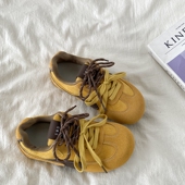 复古黄色芒果头德训鞋 女款 平底泡芙板鞋 喜叔 小众运动休闲阿甘鞋