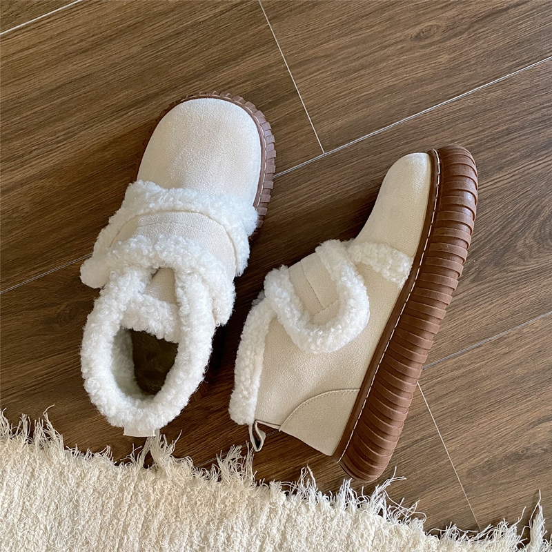 奶fufu魔术贴雪地靴加绒保暖棉鞋