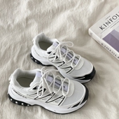 白色轻便运动鞋 女厚底显脚小老爹鞋 爆款 喜叔 复古休闲户外登山鞋