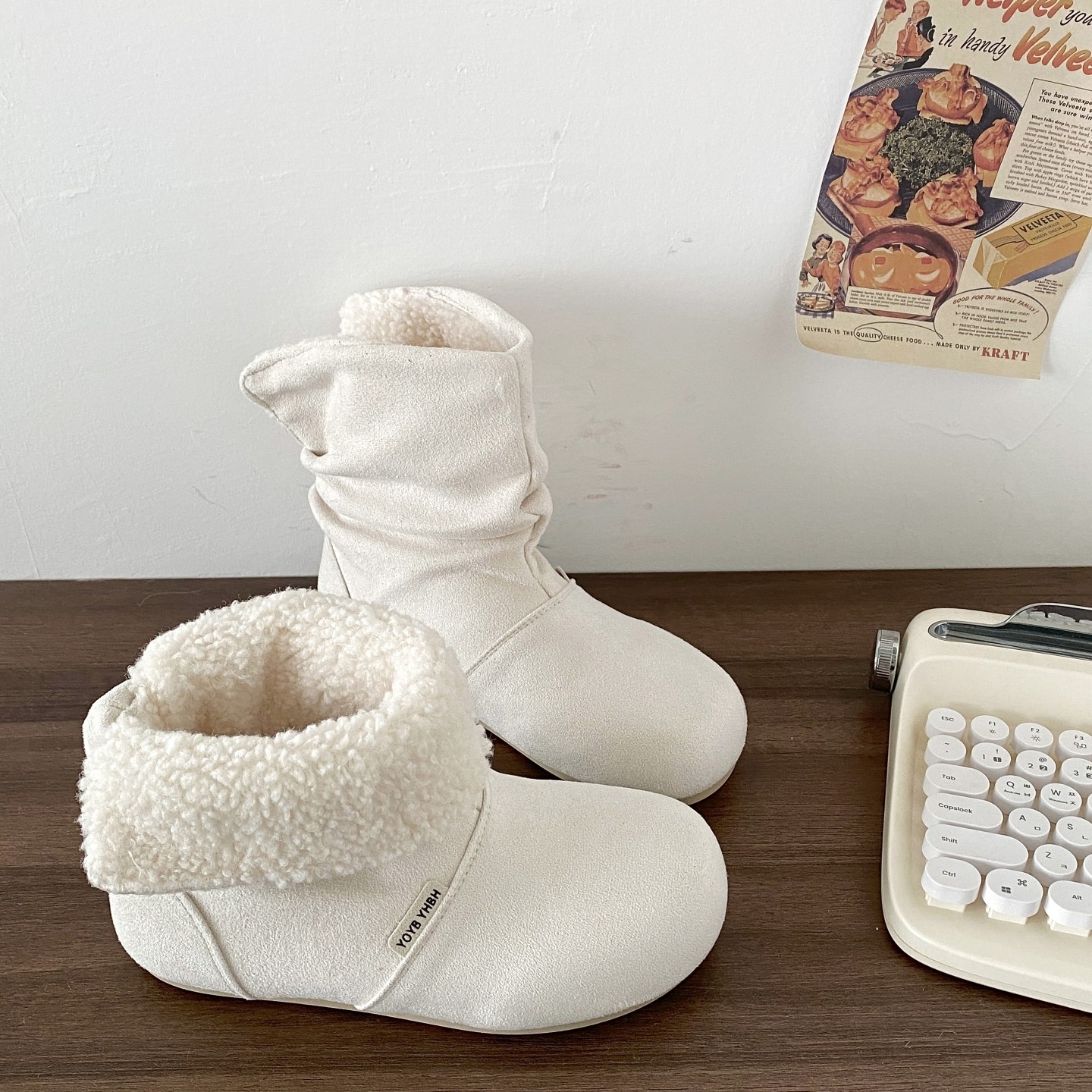 喜叔白色平底加绒勃肯短靴女2025新款冬季保暖雪地靴两穿高帮棉鞋,女鞋,时尚雪地靴,淘宝优惠券,粉丝福利购,淘宝优惠卷