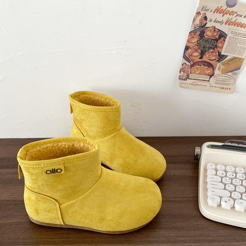 黄色小土豆雪地靴丑萌平底棉靴子