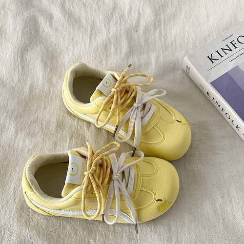 爆款黄色苹果德训鞋薄底泡芙板鞋