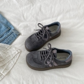 女2026春季 新款 复古休闲运动鞋 喜叔灰紫色小众厚底德训板鞋 阿甘鞋