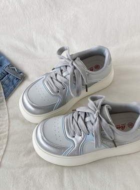 喜叔原创小众厚底板鞋女款2025新款秋季百搭面包鞋韩版休闲运动鞋