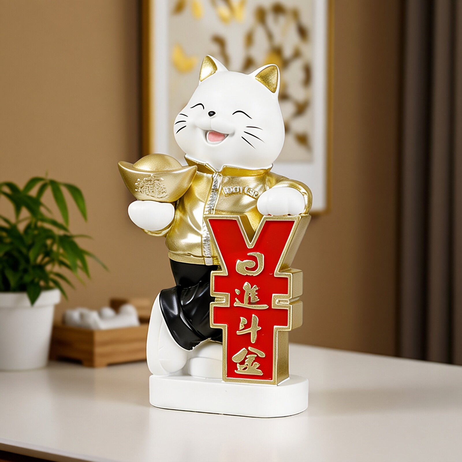简约创意招财猫摆件客厅酒柜