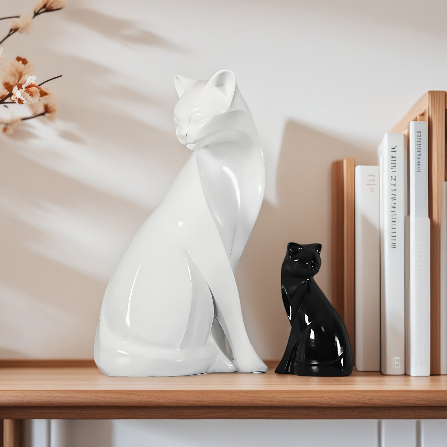 现代轻奢招财母子猫摆件客厅书柜酒柜电视柜装饰品摆设样板间装饰