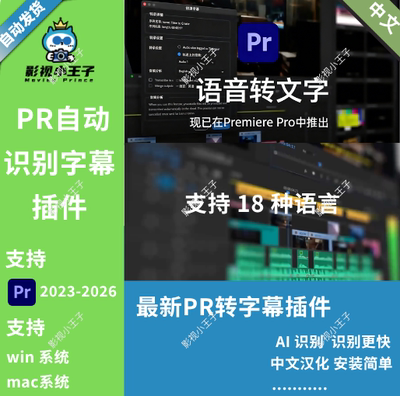 PR 2026 语音转录生成文字字幕提取插件Speech to Text支持Win
