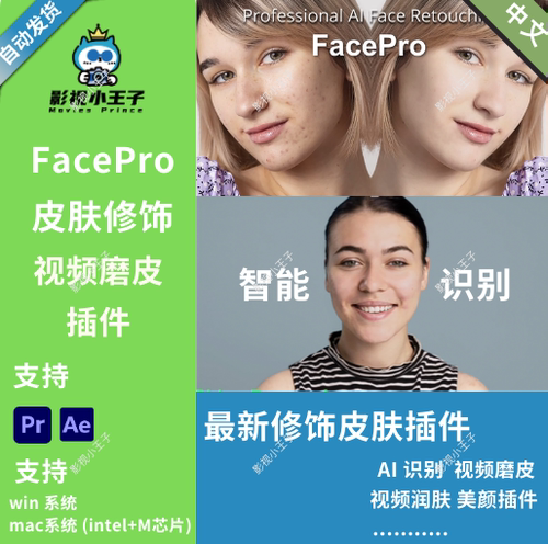 AE/PR智能皮肤磨皮瑕疵去除美颜中文版插件FacePro V1.1.0 Winmac