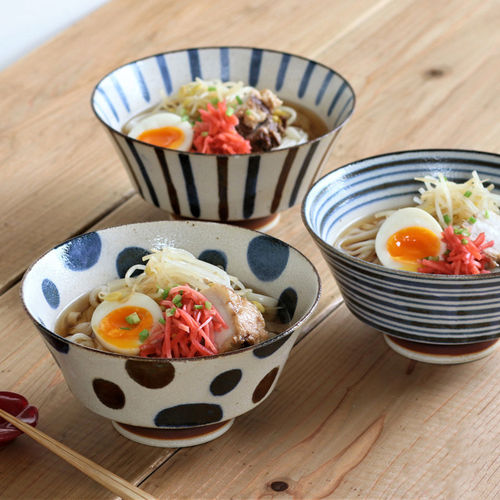 日本进口美浓烧复古釉下彩陶瓷米饭碗家用日式拉面碗汤碗派西餐具