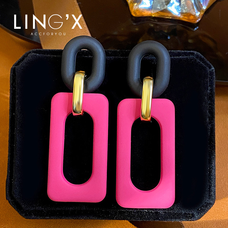 玲秀粉色亚克力磨砂耳环女气质长方形吊坠耳饰高级感大气耳饰耳钉,饰品/流行首饰/时尚饰品新,耳环,淘宝优惠券,粉丝福利购,淘宝优惠卷