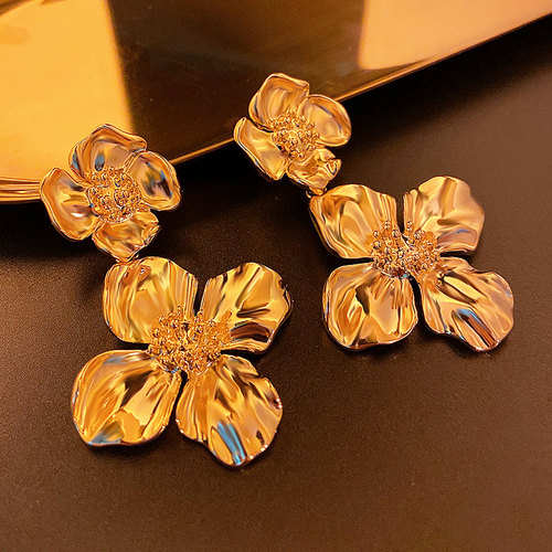 玲秀夸张镀金女银针明星同款耳环