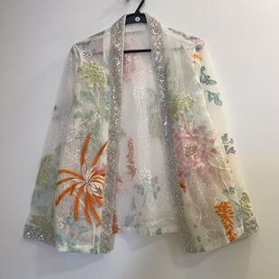 2025夏季新款新中式国风高级感百搭时尚气质显瘦V领刺绣外套上衣