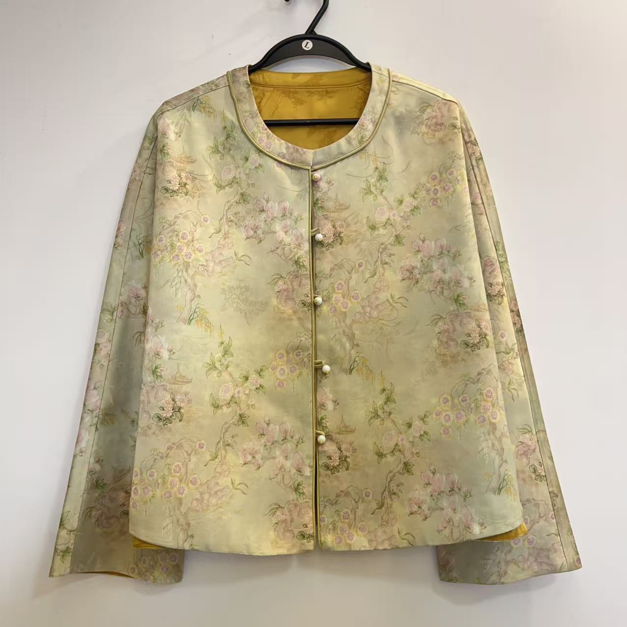 中式国风圆领盘扣提花短外套