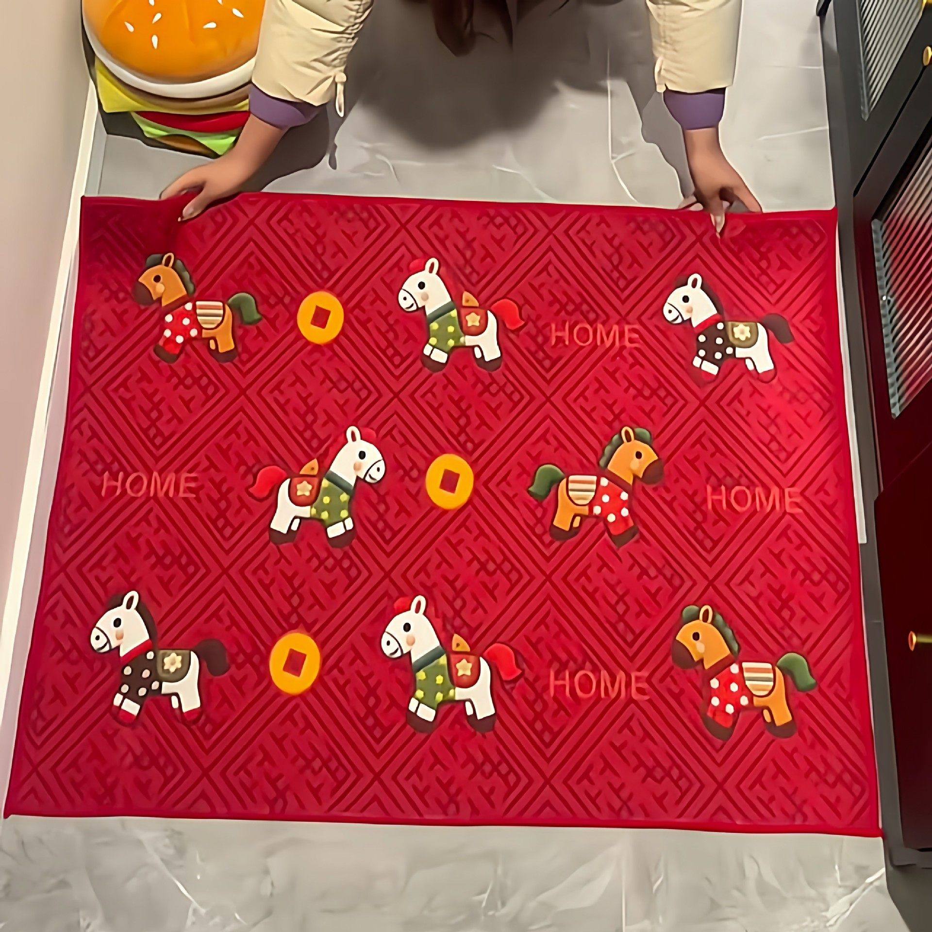 新年地垫2026马年新款红色入户门地垫防滑脚垫耐脏除尘玄关地垫子,居家布艺,入户地垫,淘宝优惠券,粉丝福利购,淘宝优惠卷