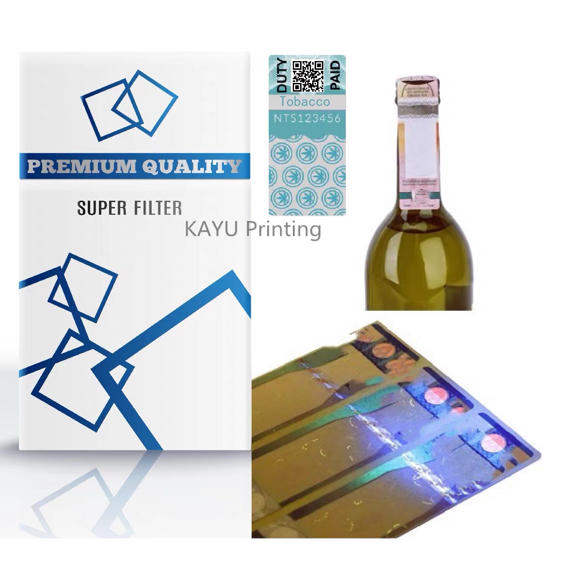 磁性光变防伪标可变荧光号码镭射烫印标洋烟洋酒完税封口贴纸