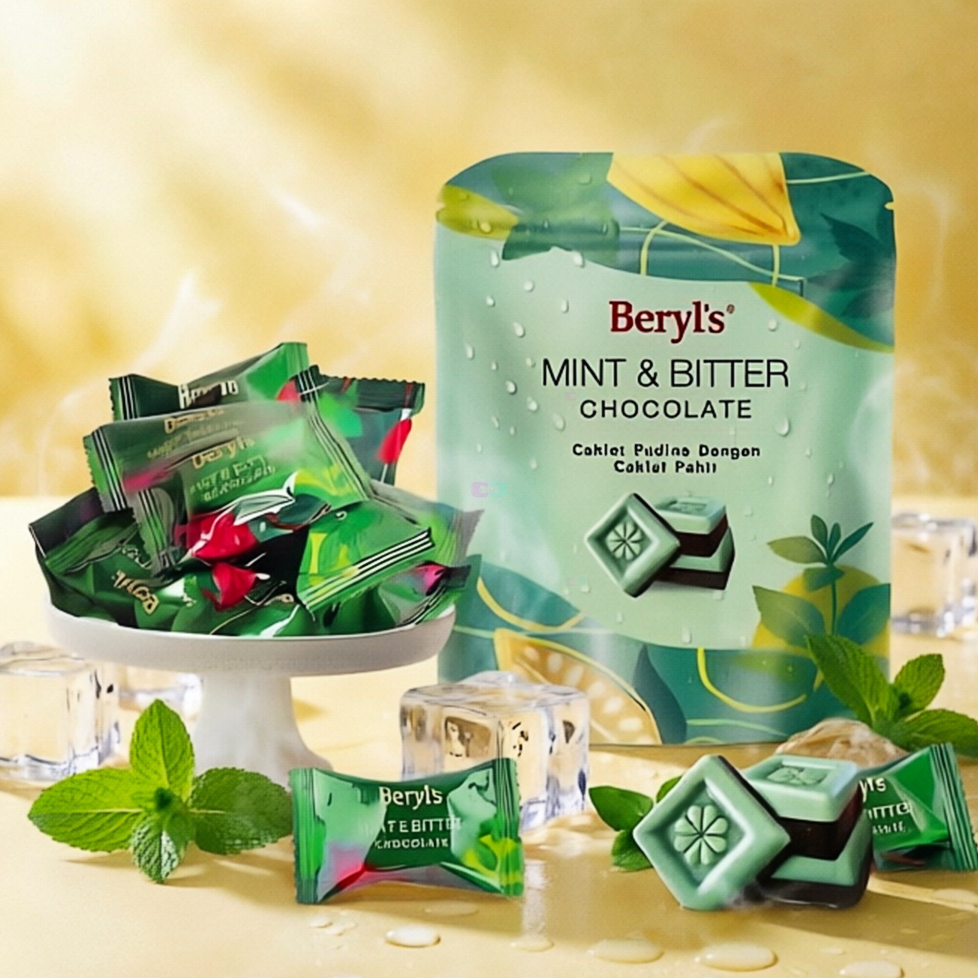 马来西亚进口零食beryls倍乐思冻干草莓白巧薄荷味与苦巧克力100g
