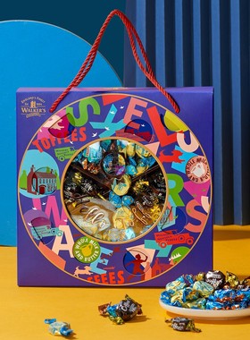 英国进口零食Walkers沃尔克斯什锦太妃糖年货红色彩色糖果礼盒装