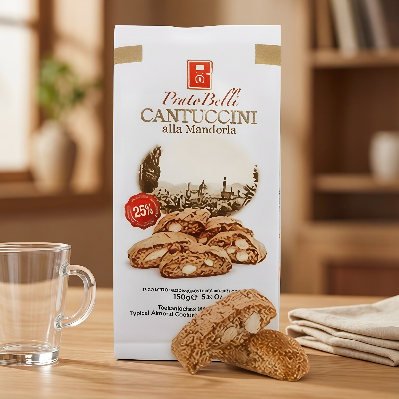 意大利原装进口零食PrataBelli原味扁桃仁黄油脆饼干蔓越莓味150g