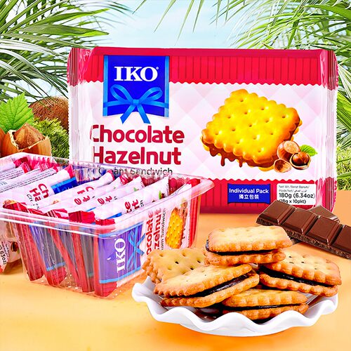 IKO巧克力榛子夹心饼干袋装180g