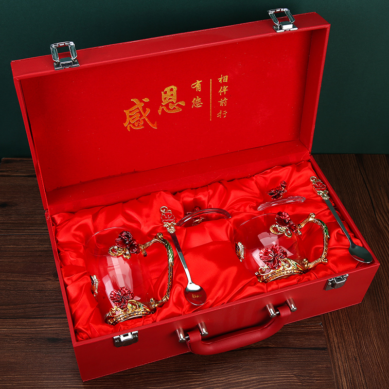 珐琅彩水杯家用玻璃杯