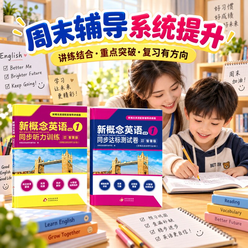 新概念英语1同步听力训练搭配同步达标测试卷周末辅导系统提升讲练结合重点突破同步复习巩固基础让学习更有方向