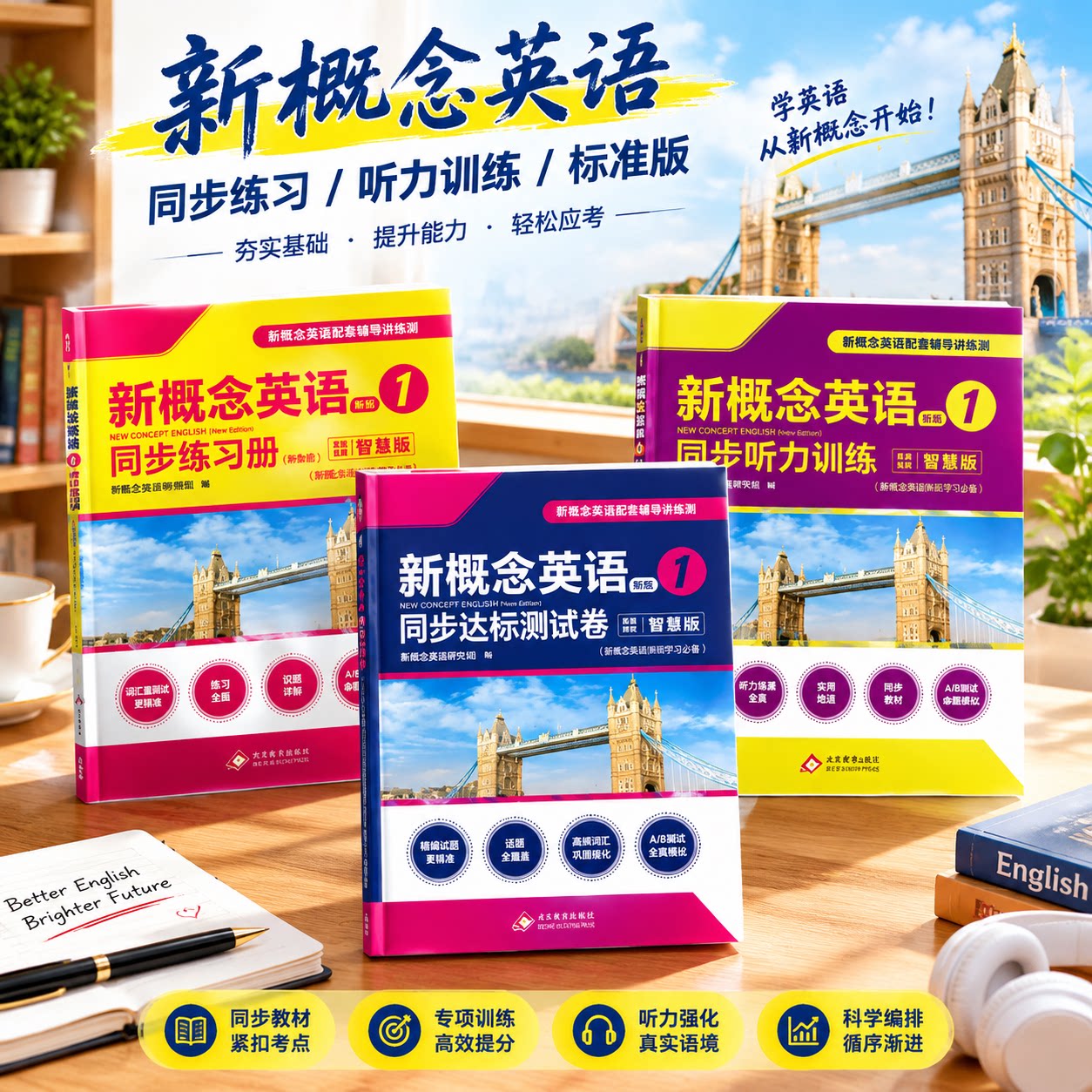 少儿新概念英语第一册智慧版教辅套装包含练习听力试卷专项训练强化习题练习提升英语听说读写多项基础能力