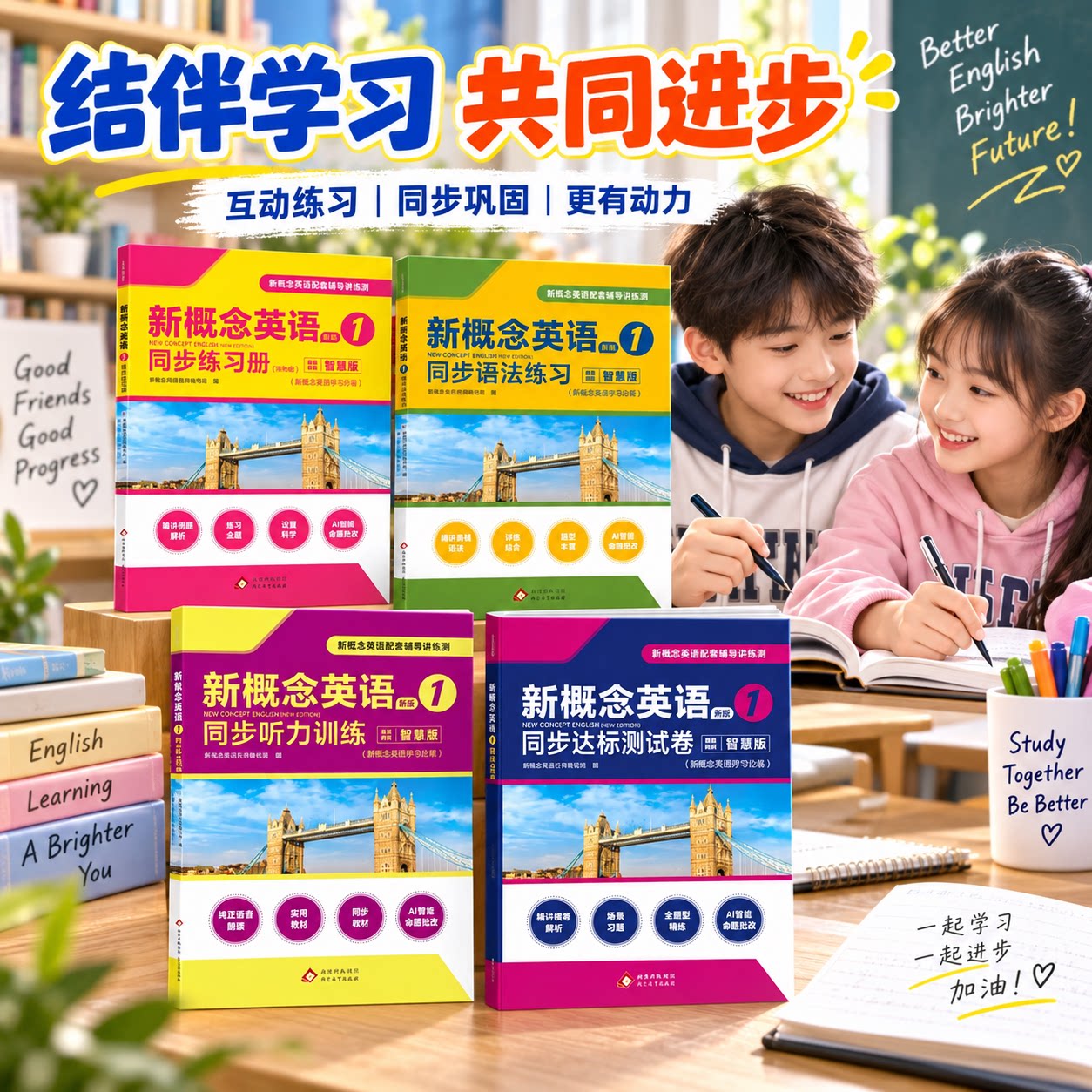 新概念英语同步学习套装 学生英语练习辅助资料 同学结伴学习使用 场景化训练巩固知识点