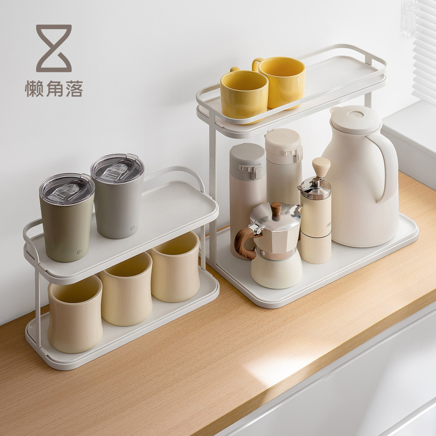 懒角落调料置物架厨房台式架子台面放调味料调味品油壶双层收纳架