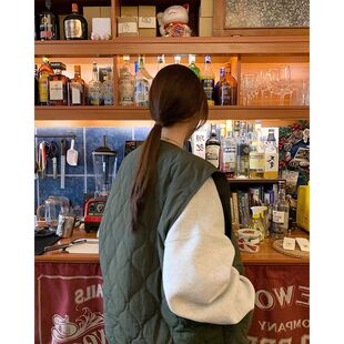 2026秋冬新款情侣马甲菱格棉马甲无袖坎肩外搭韩版宽松背心上衣潮