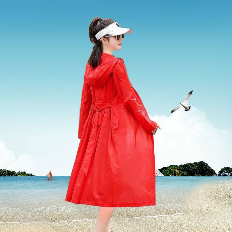 长款防晒风衣女连帽2026夏季新款薄款休闲开衫长外套宽松洋气舒适