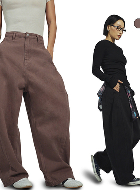 王润SOHANA2025新款2.0牛仔低裆辣妹复古香蕉镰刀裤廓形长裤