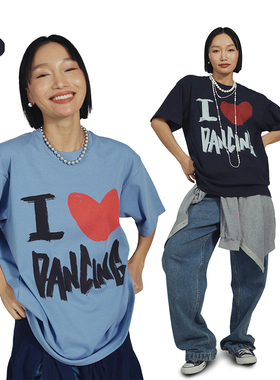 王润SOHANA2025新款我爱跳舞纯棉2.0柔软宽松辣妹街头休闲运动T恤