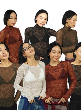 王润SOHANA2024 时髦性感轻薄蕾丝网纱大弹力内搭上衣小衫打底