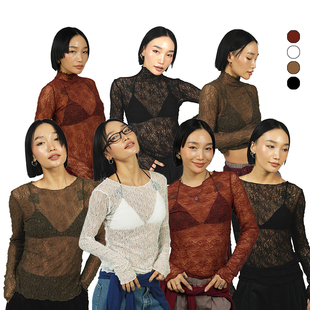 王润SOHANA2024 时髦性感轻薄蕾丝网纱大弹力内搭上衣小衫打底