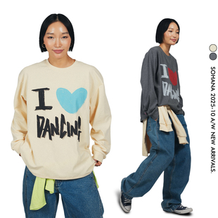 显瘦T恤 Dancing休闲宽松百搭长袖 王润原创SOHANA复古I Love