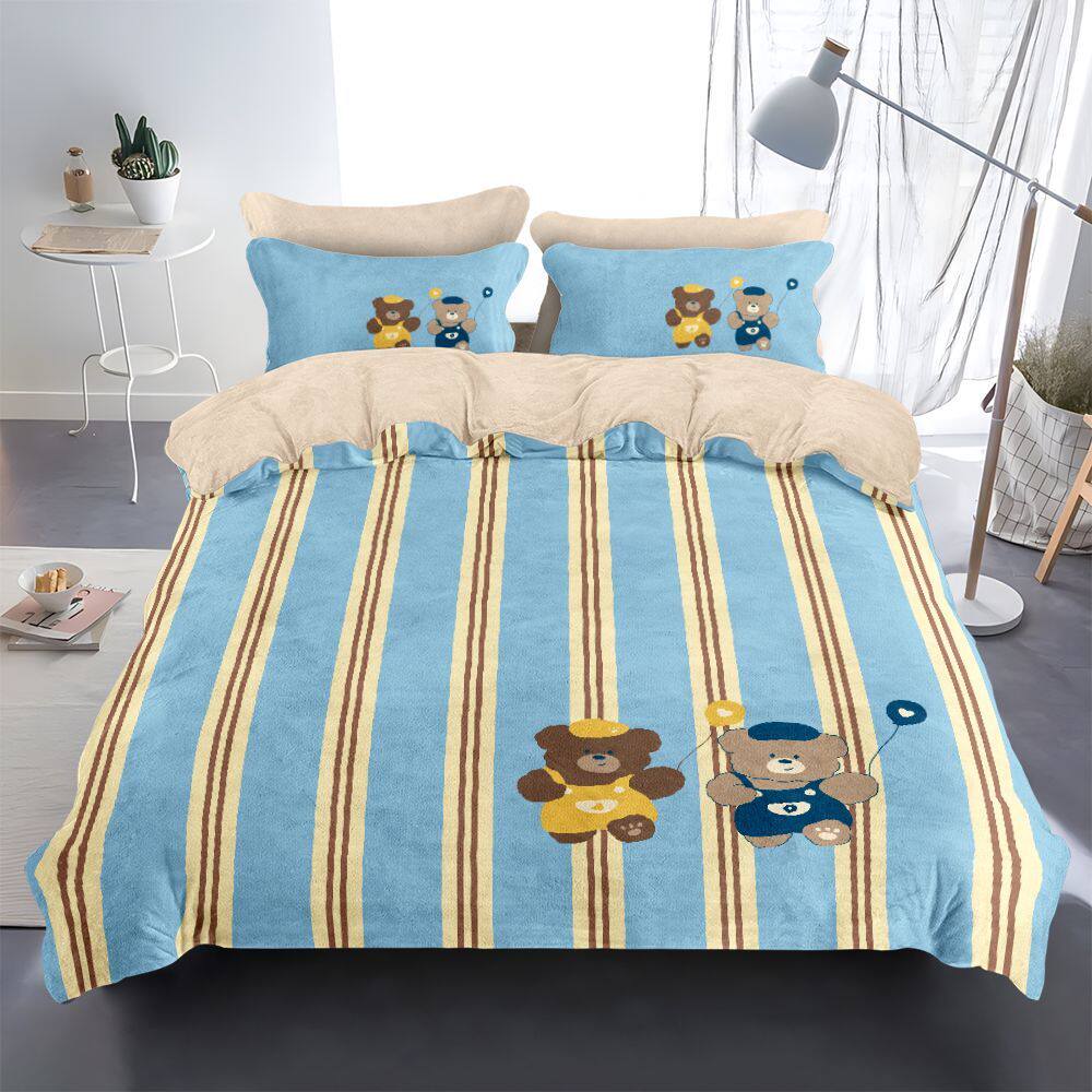 2025英伦范被套四件套牛奶绒加厚卡通儿童家居卧室防静电床笠床单