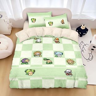2025植物大战僵尸牛奶绒被套冬季A类四件套家居儿童床单床笠款三