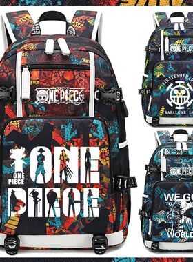 2024新品海贼王路飞索隆动漫背包大容量中学生书包男校园韩版小学